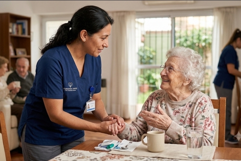 Asistentes Geriátricas y Cuidadoras Cuidando papís